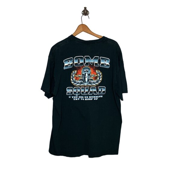 Vintage 00s Y2K Fruit Of The Loom Heavy Men's XL Bomb Squad Double Sided Tee - Picture 3 of 4